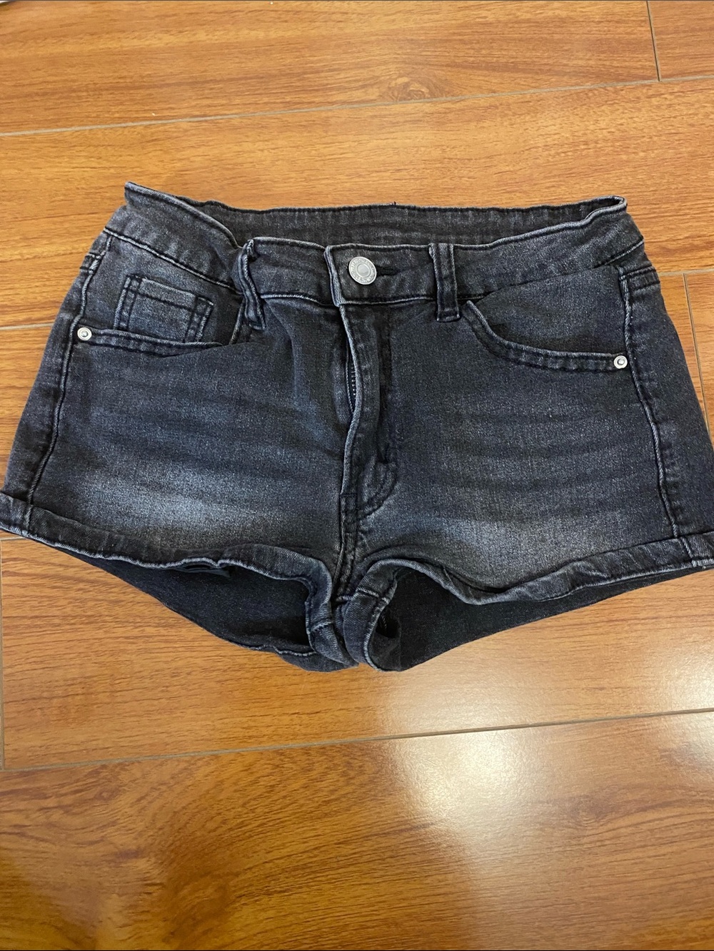 Women's Black Washed Denim Jean Shorts